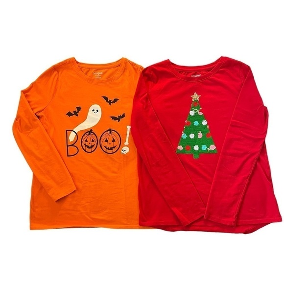 Cat & Jack bundle of 2 Halloween and Christmas themed shirts size 14/16 - Picture 1 of 6